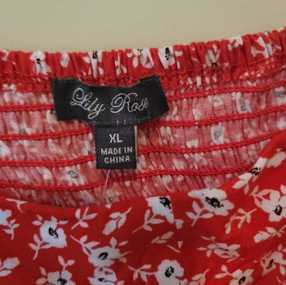 NWT Lily Rose Red White Blue Floral Halter Short Romper - Picture 7 of 9
